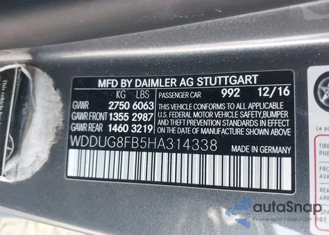 2017 Mercedes-Benz S 550 4Matic z USA, uszkodzony, nr VIN WDDUG8FB5HA314338